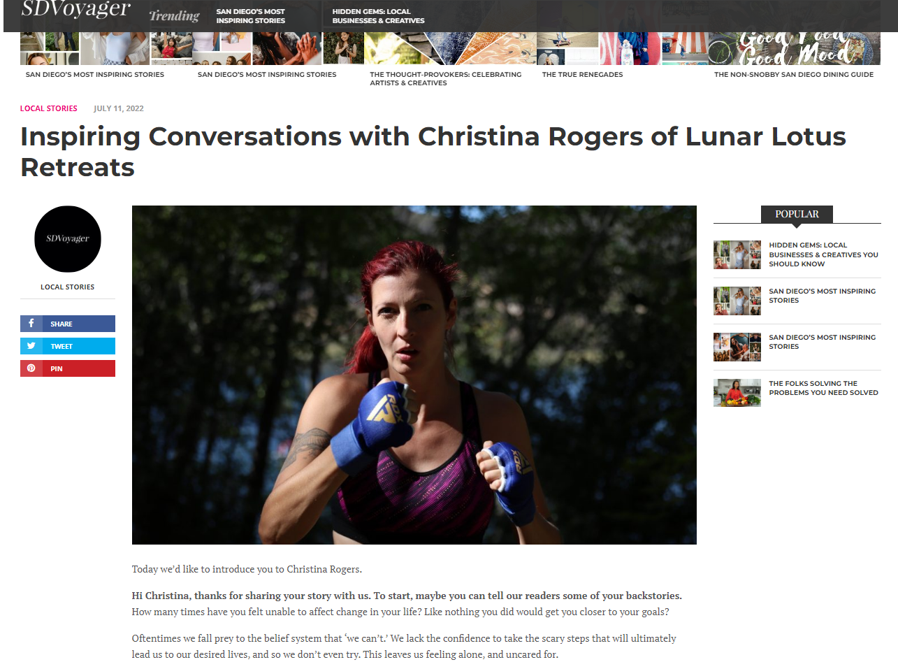 SD Voyager Interview of Christina Rogers of Lunar Lotus Retreats